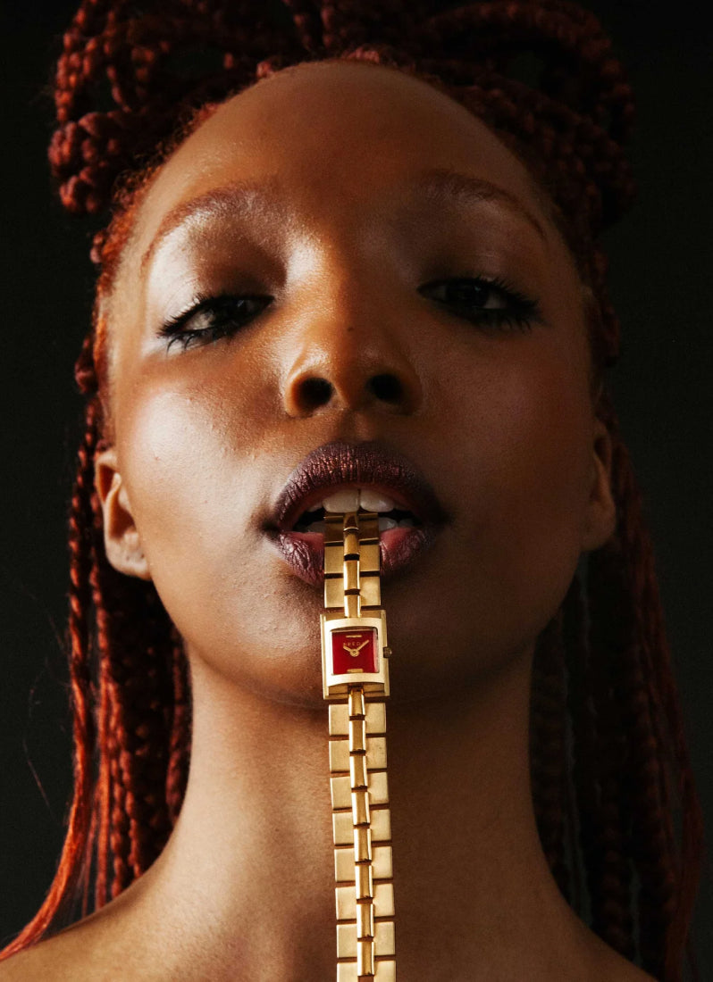 Jam Tangan Breda Relic Scarlet Dial Gold Metal Bracelet 1751D