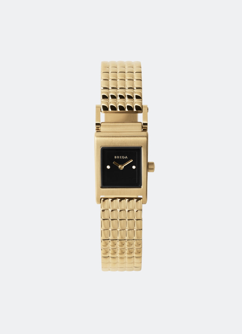 Breda Revel Midnight Dial Gold Metal Bracelet 18mm - 1746B
