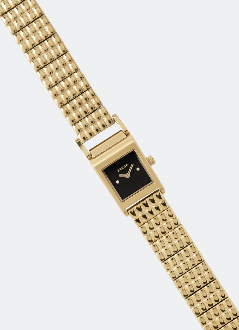 Jam Tangan Breda Revel Midnight Dial Gold Metal Bracelet 18mm 1746B