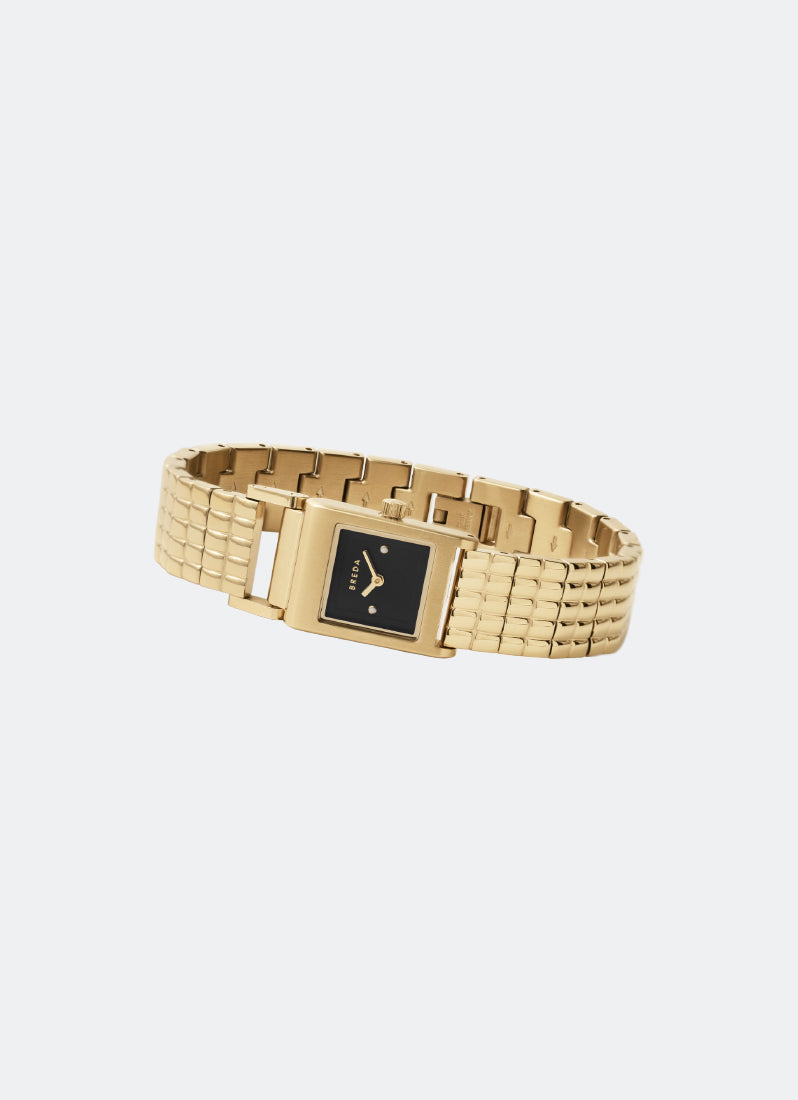 Jam Tangan Breda Revel Midnight Dial Gold Metal Bracelet 18mm 1746B