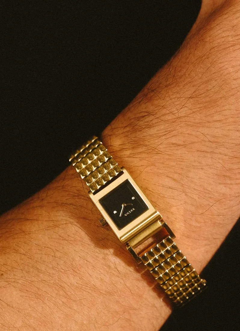 Jam Tangan Breda Revel Midnight Dial Gold Metal Bracelet 18mm 1746B