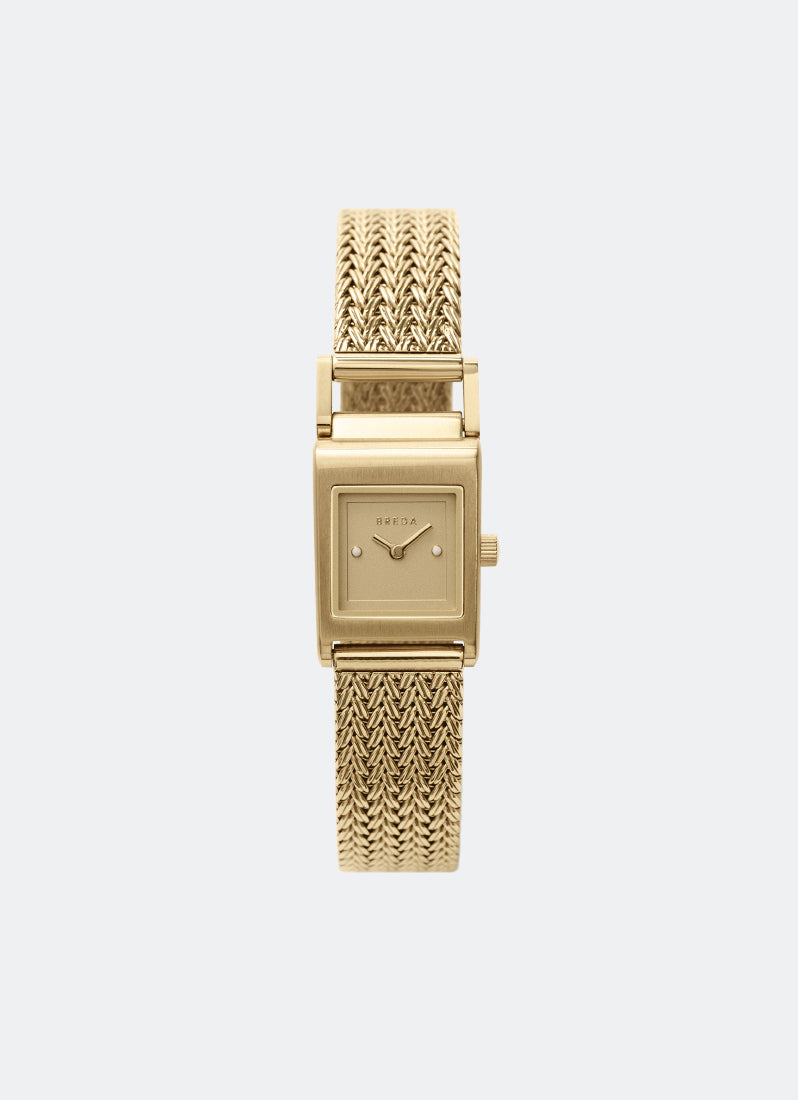 Jam Tangan Breda Revel Tethered Champagne Dial Gold Metal Mesh 18mm 1746F