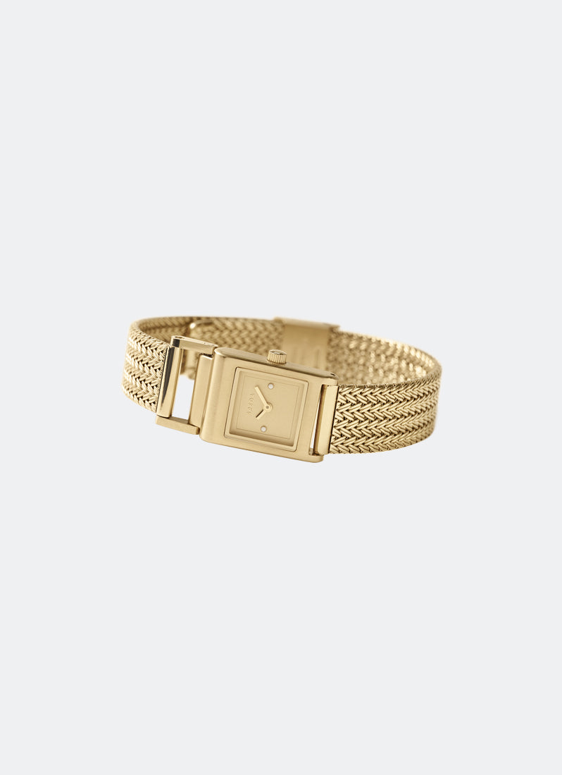 Jam Tangan Breda Revel Tethered Champagne Dial Gold Metal Mesh 18mm 1746F
