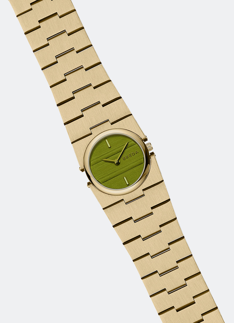 Jam Tangan Breda Sync Green Dial Gold Metal Bracelet 1752E