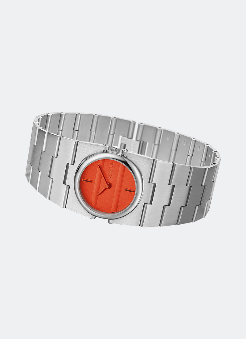 Jam Tangan Breda Sync Orange Dial Silver Metal Bracelet 1752D