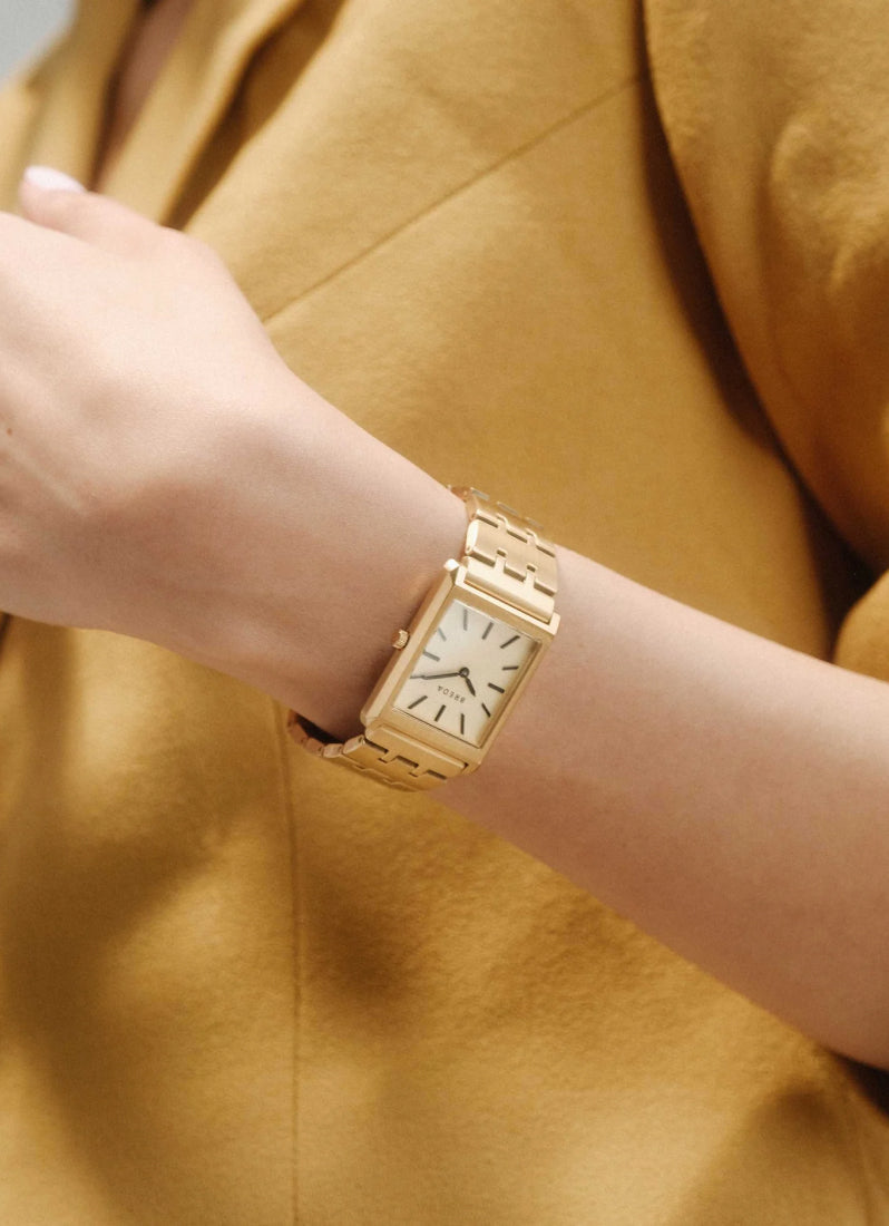Jam Tangan Breda Virgil Champagne Dial Gold Metal Bracelet 26mm 1740B