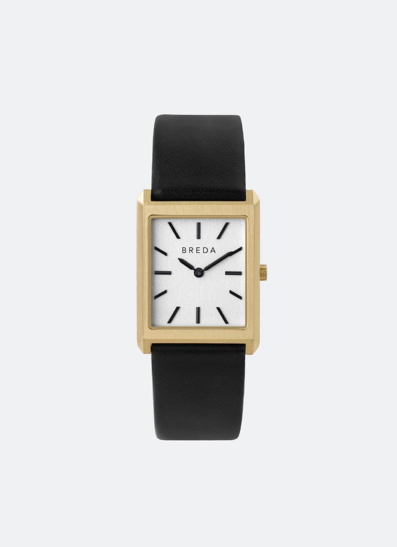 Jam Tangan Breda Virgil Ivory Dial Gold Black Leather 26mm 1736B