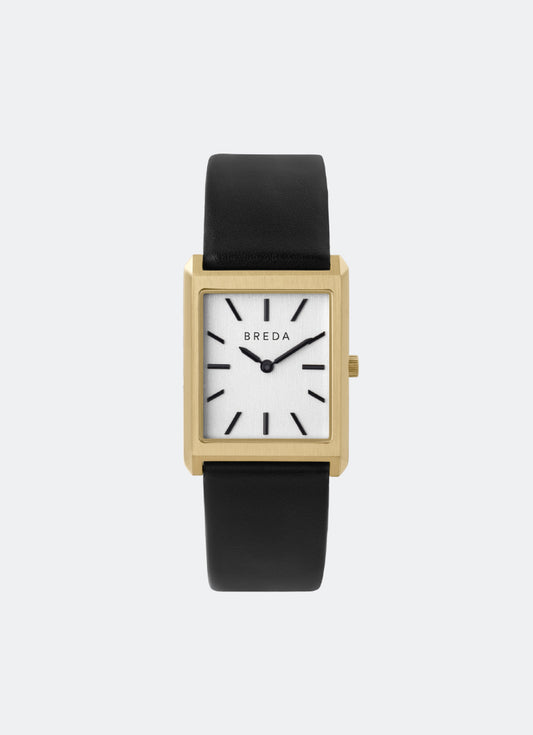 Jam Tangan Breda Virgil Ivory Dial Gold Black Leather 26mm 1736B
