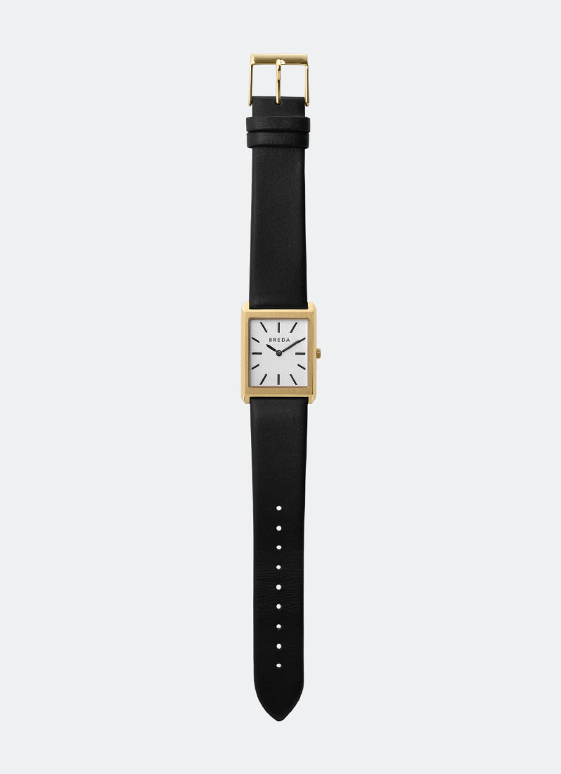 Jam Tangan Breda Virgil Ivory Dial Gold Black Leather 26mm 1736B