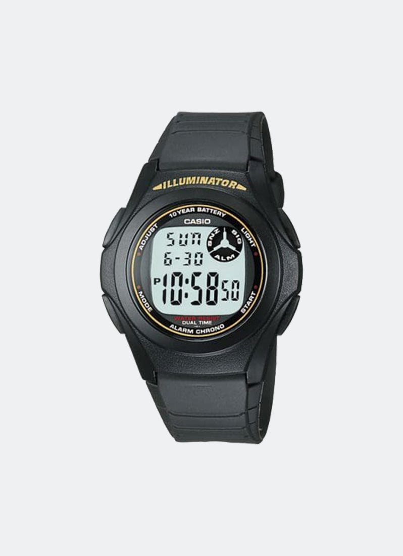 Jam Tangan Casio Digital Black Resin Strap 40mm Men F-200W-9ADF