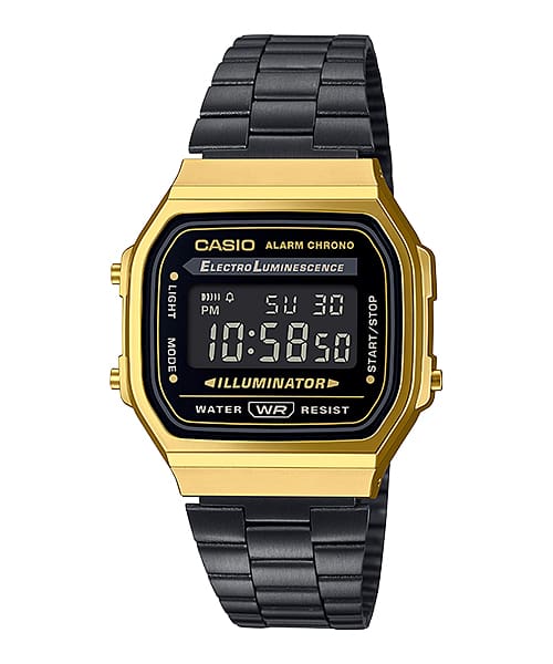 Jam Tangan Casio Digital Black Stainless Steel Strap 36.3mm Unisex A168WEGB-1BDF
