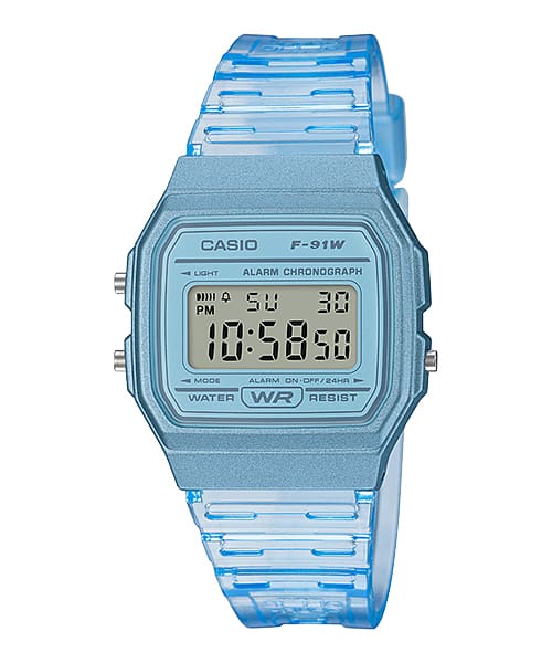 Jam Tangan Casio Digital Blue Resin Strap 35.2mm Unisex F-91WS-2DF