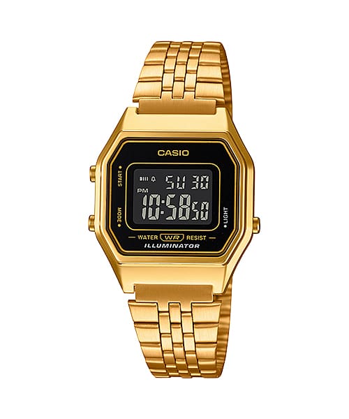 Jam Tangan Casio Digital Gold Stainless Steel Strap 28.6mm Unisex LA680WGA-1DF
