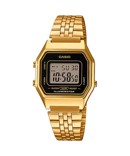 Jam Tangan Casio Digital Gold Stainless Steel Strap 28.6mm Unisex LA680WGA-1DF