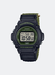 Jam Tangan Casio Digital Green Cloth Band Strap 47.1mm Men W-219HB-3AVDF