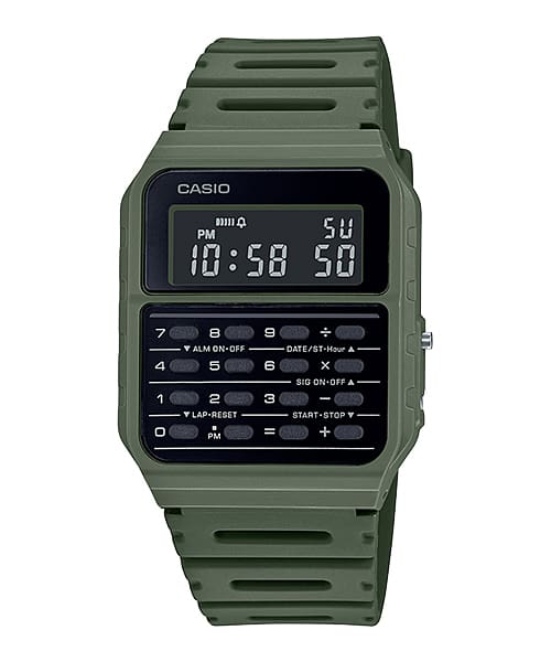 Jam Tangan Casio Digital Green Resin Strap 34.4mm Men CA-53WF-3BDF
