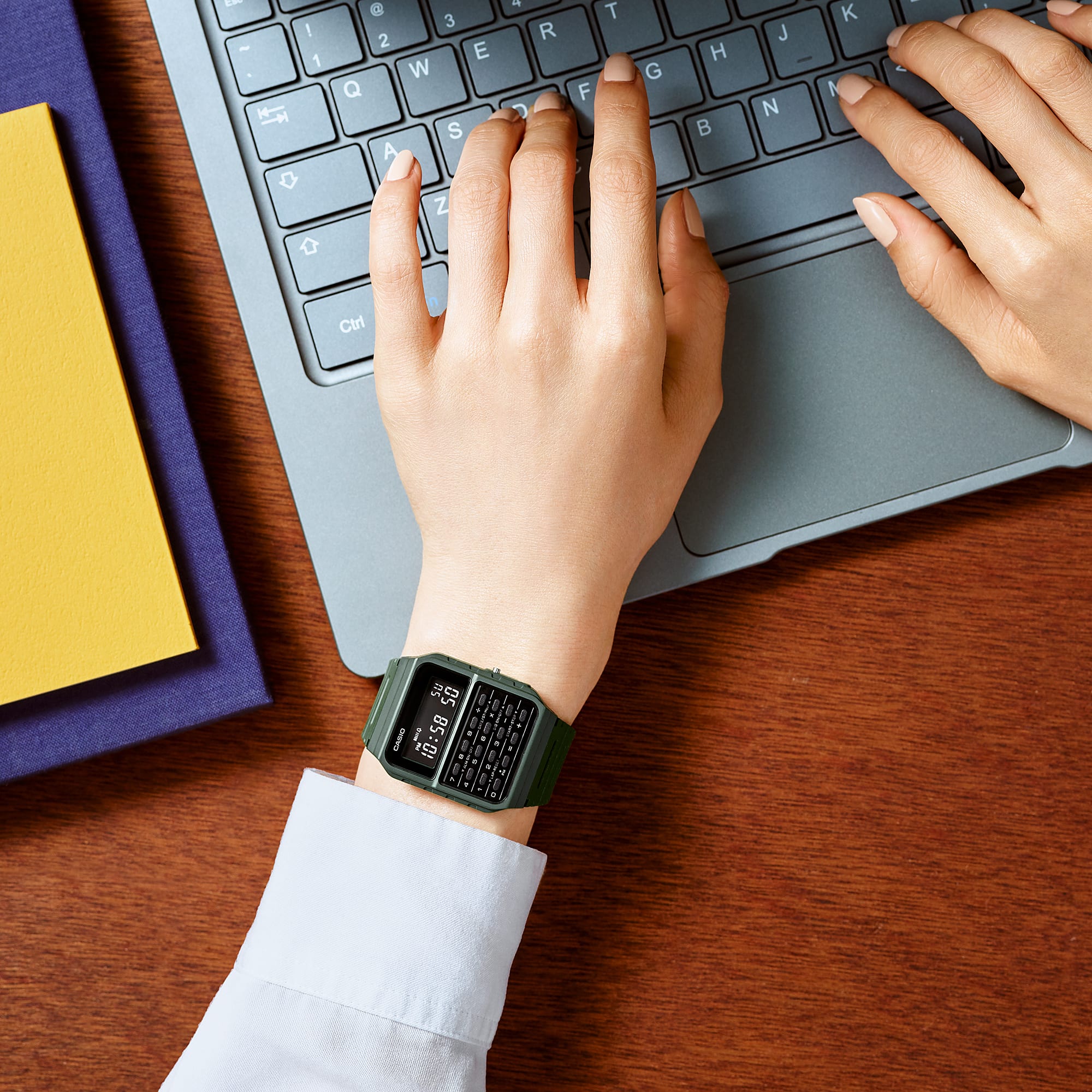 Jam Tangan Casio Digital Green Resin Strap 34.4mm Men CA-53WF-3BDF