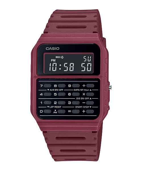 Jam Tangan Casio Digital Red Resin Strap 34.4mm Men CA-53WF-4BDF