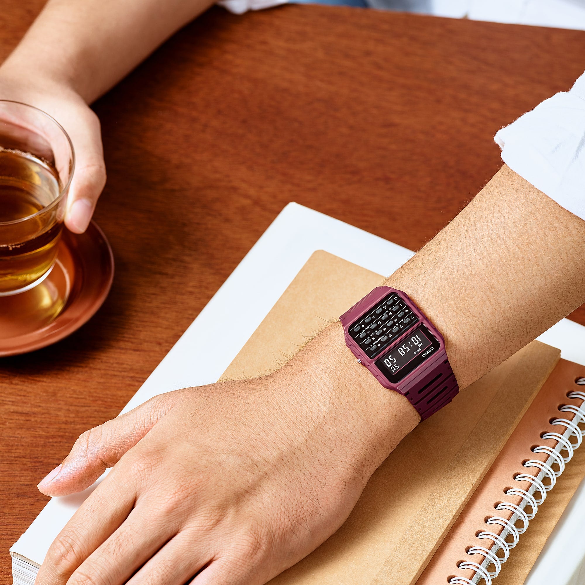 Jam Tangan Casio Digital Red Resin Strap 34.4mm Men CA-53WF-4BDF