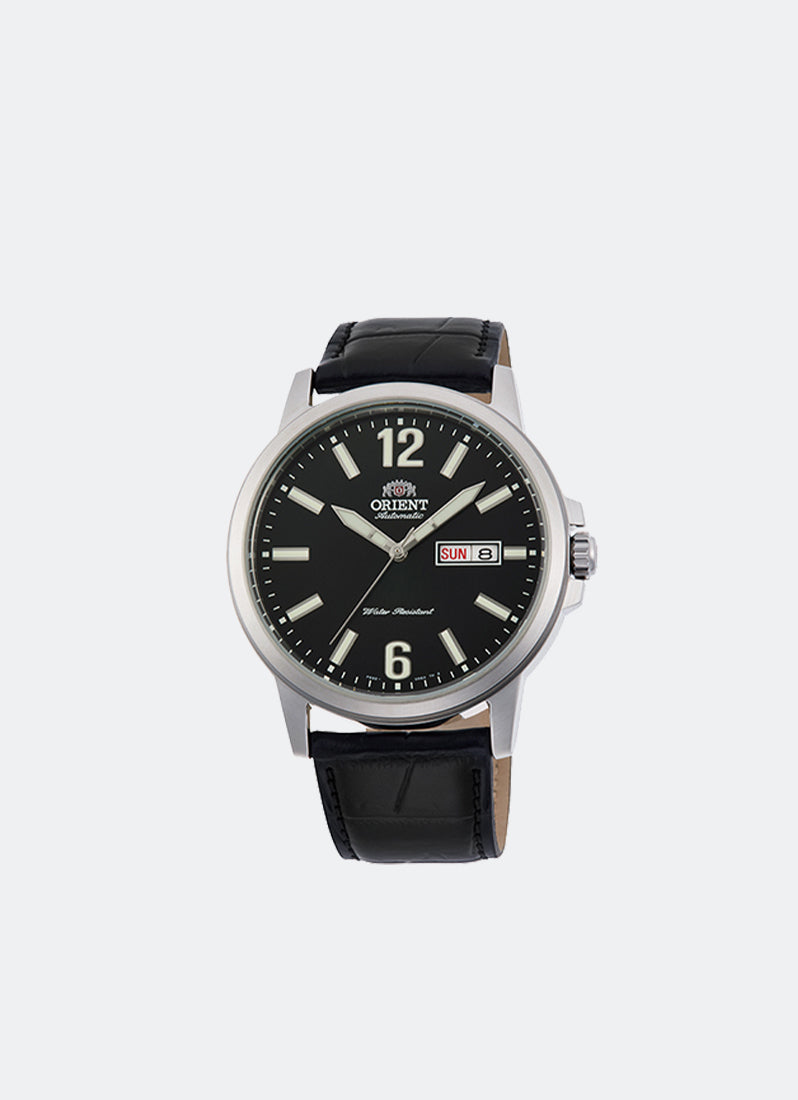Jam Tangan Commuter Automatic Day Date Black Dial Leather Black 41.9mm RA-AA0C04B