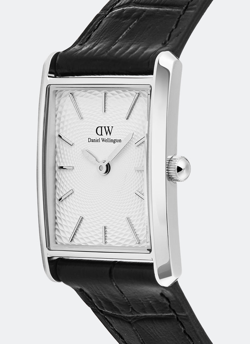 Jam Tangan Daniel Wellington Bound Black Crocodile Guilloché Silver 22mm x 32mm DW00100898