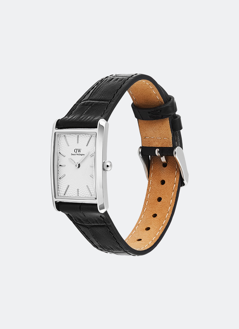 Jam Tangan Daniel Wellington Bound Black Crocodile Guilloché Silver 22mm x 32mm DW00100898