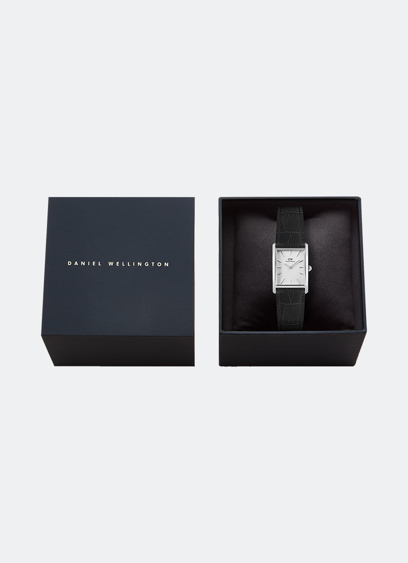 Jam Tangan Daniel Wellington Bound Black Crocodile Guilloché Silver 22mm x 32mm DW00100898