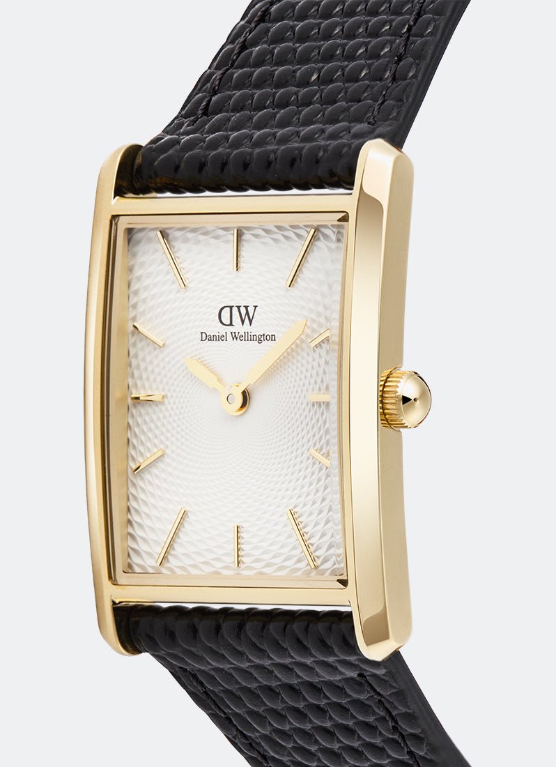 Jam Tangan Daniel Wellington Bound Black Lizard Guilloché Gold (24mm x 35mm) DW00100899