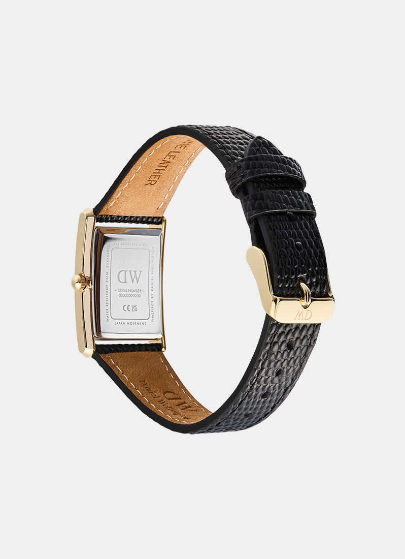 Jam Tangan Daniel Wellington Bound Black Lizard Guilloché Gold (24mm x 35mm) DW00100899