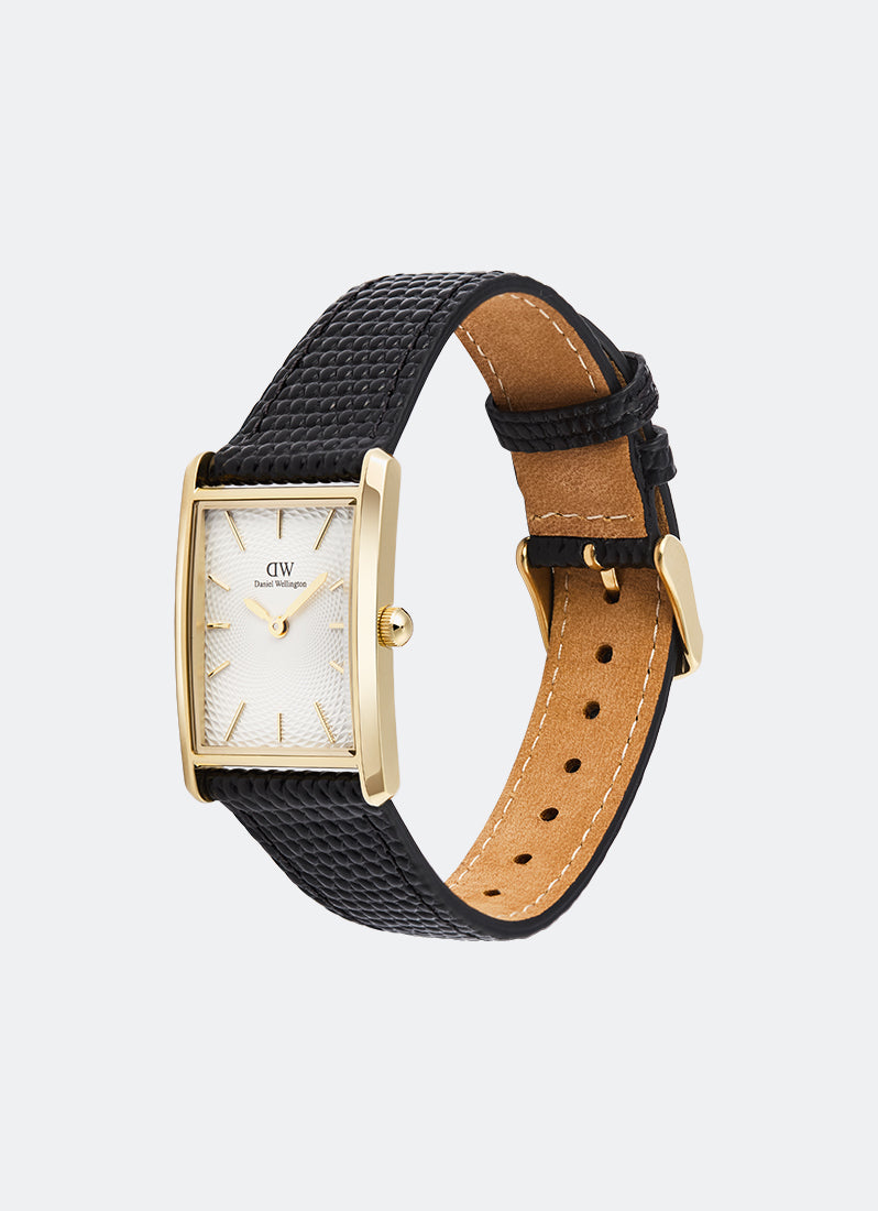 Jam Tangan Daniel Wellington Bound Black Lizard Guilloché Gold (24mm x 35mm) DW00100899