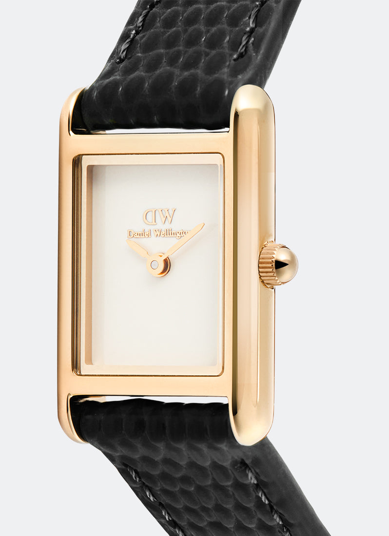 Jam Tangan Daniel Wellington Bound Mini Black Lizard Rose Gold (17mm x 25.9mm) DW00100907