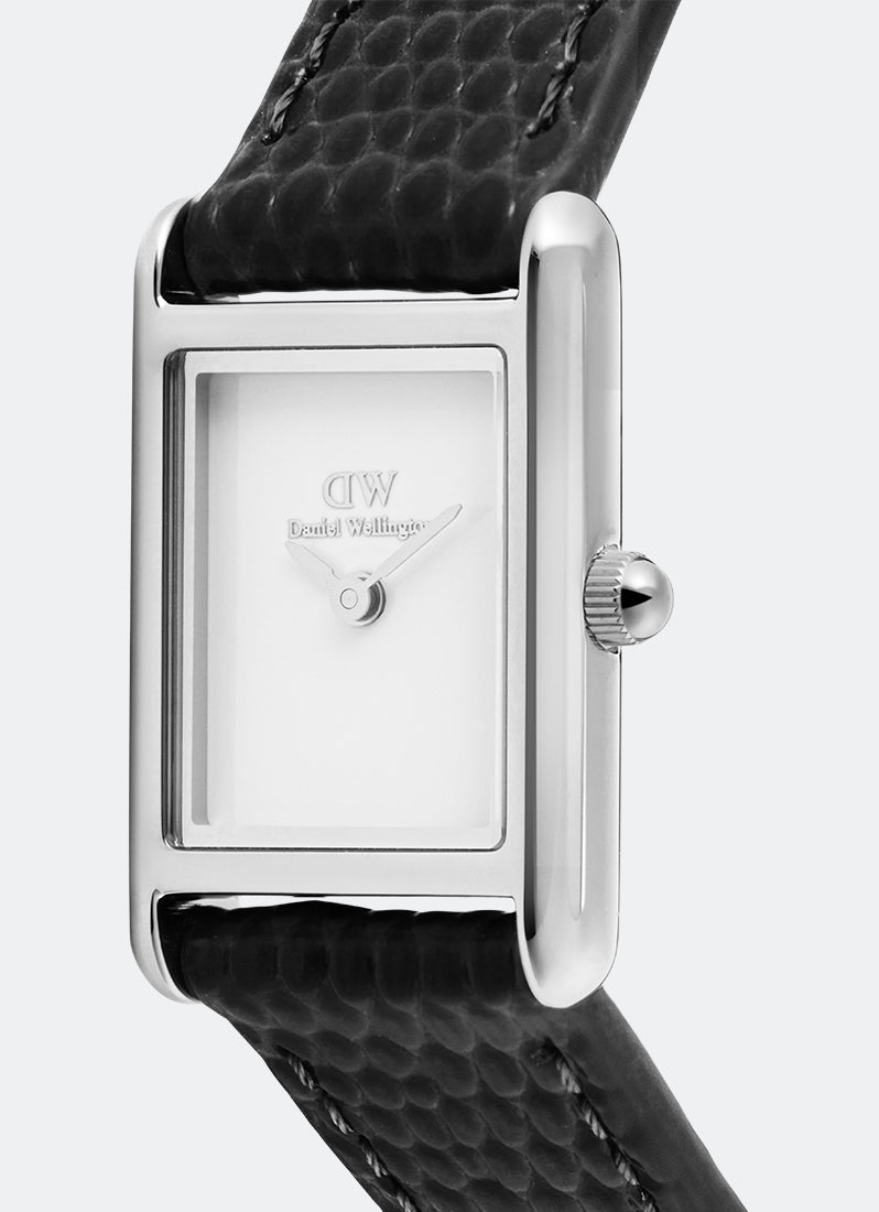 Jam Tangan Daniel Wellington Bound Mini Black Lizard Silver (17mm x 25.9mm) DW00100901