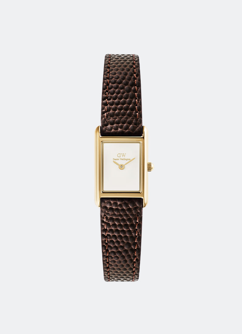 Jam Tangan Daniel Wellington Bound Mini Dark Brown Lizard Gold (17mm x 25.9mm) DW00100904