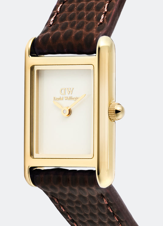 Jam Tangan Daniel Wellington Bound Mini Dark Brown Lizard Gold (17mm x 25.9mm) DW00100904