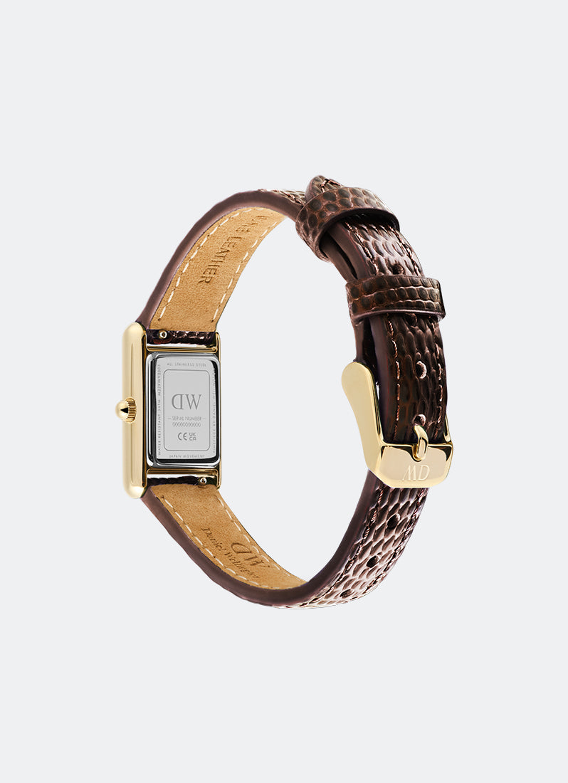 Jam Tangan Daniel Wellington Bound Mini Dark Brown Lizard Gold (17mm x 25.9mm) DW00100904
