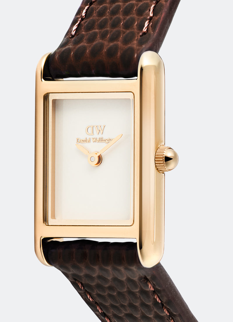 Jam Tangan Daniel Wellington Bound Mini Dark Brown Lizard Rose Gold (17mm x 25.9mm) DW00100908