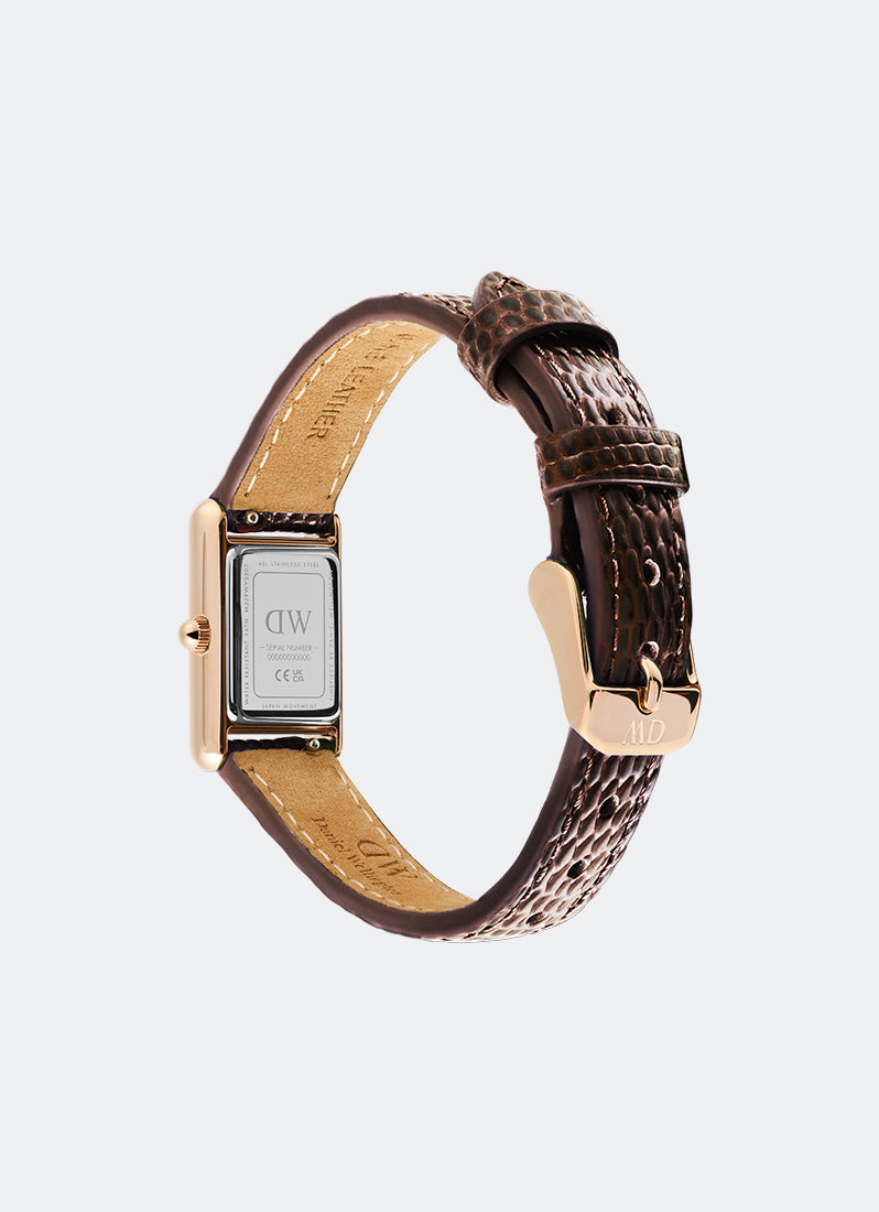 Jam Tangan Daniel Wellington Bound Mini Dark Brown Lizard Rose Gold (17mm x 25.9mm) DW00100908