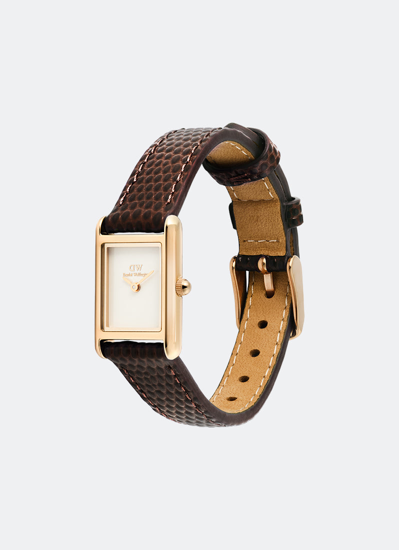 Jam Tangan Daniel Wellington Bound Mini Dark Brown Lizard Rose Gold (17mm x 25.9mm) DW00100908