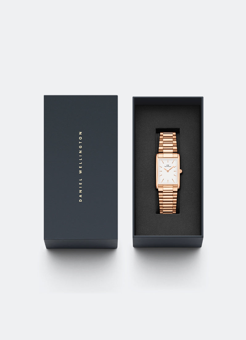 Jam Tangan Daniel Wellington Bound White 3-Link Rose Gold (35x24) DW00100702