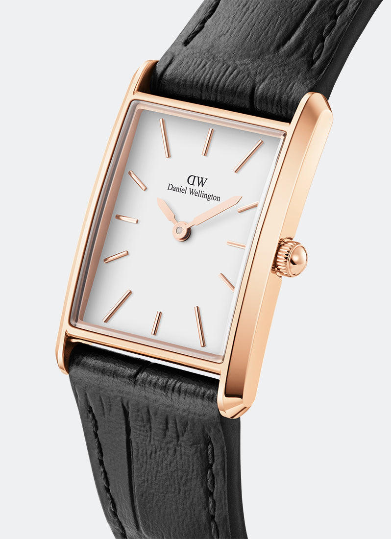 Jam Tangan Daniel Wellington Bound White Black Crocodile Rose Gold (32x22) DW00100693
