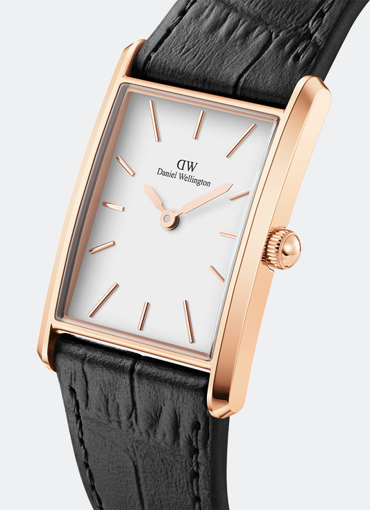 Jam Tangan Daniel Wellington Bound White Black Crocodile Rose Gold (35x24) DW00100698