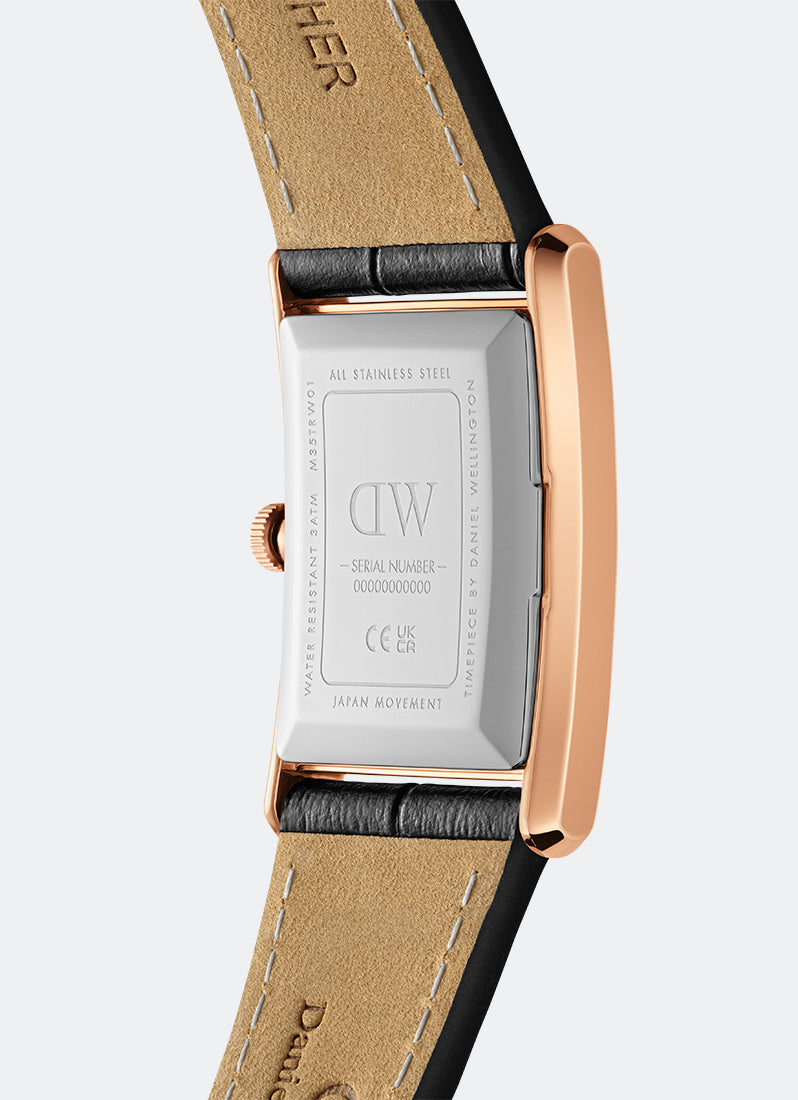 Jam Tangan Daniel Wellington Bound White Black Crocodile Rose Gold (35x24) DW00100698