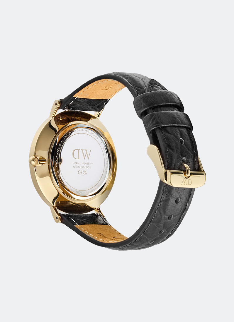 Jam Tangan Daniel Wellington Classic Roman Numerals Date Black Croc Belly Gold (40mm) DW00100915
