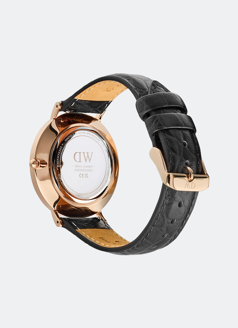 Jam Tangan Daniel Wellington Classic Roman Numerals Date Black Croc Belly Rose Gold (40mm) DW00100916