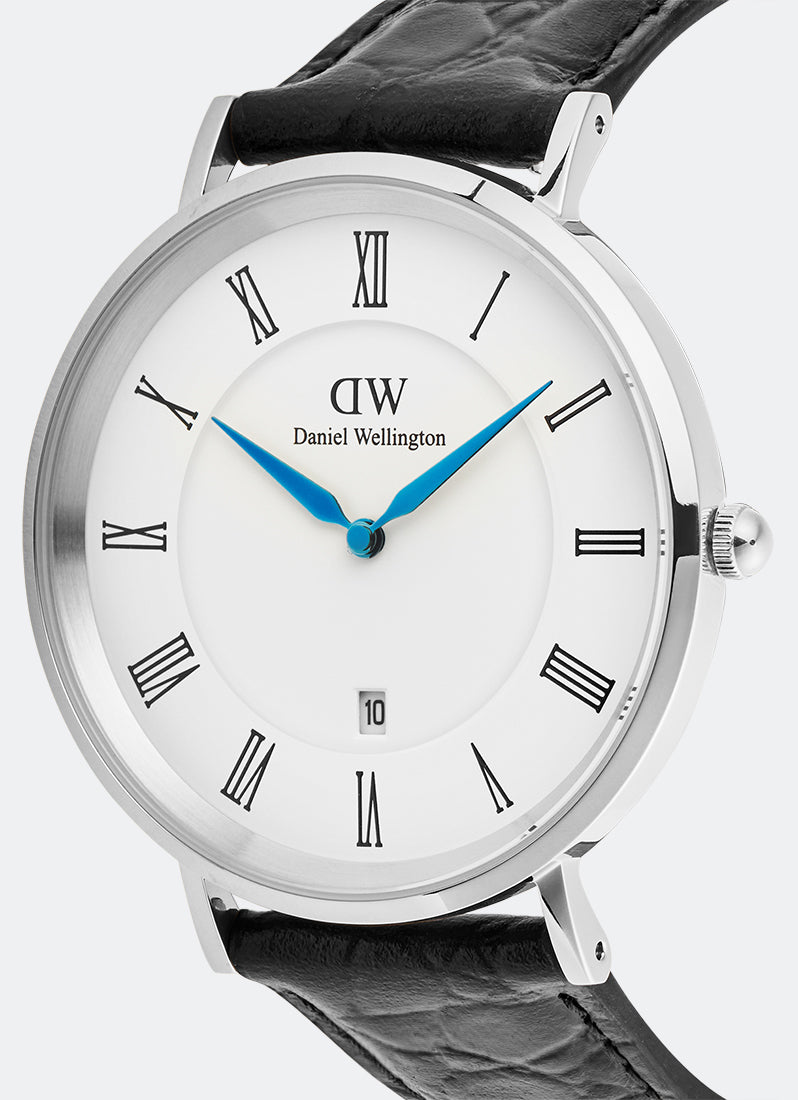 Jam Tangan Daniel Wellington Classic Roman Numerals Date Black Croc Belly Silver (40mm) DW00100914