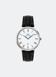 Jam Tangan Daniel Wellington Classic Roman Numerals Date Black Croc Belly Silver (40mm) DW00100914