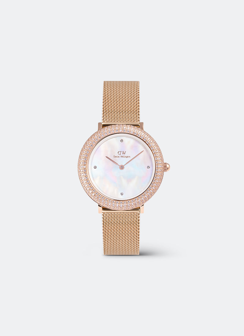 Jam Tangan Daniel Wellington Crystalline Bezel Melrose White Mother of Pearl Rose Gold (32) DW00100823
