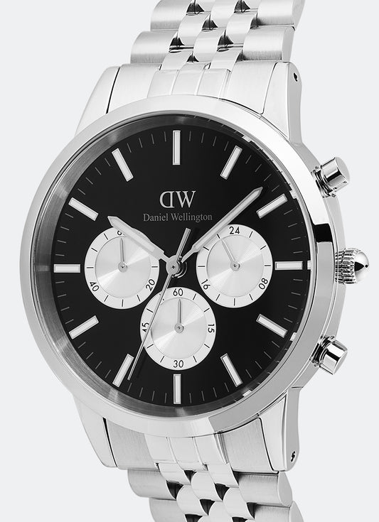 Jam Tangan Daniel Wellington Iconic Onyx Chronograph Arch Panda 5-Link Silver (42) DW00100873