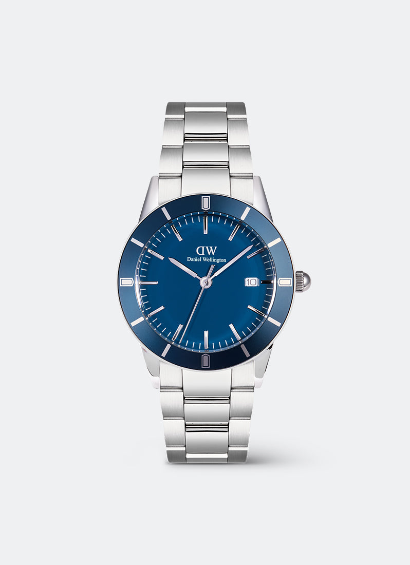 Jam Tangan Daniel Wellington Iconic Paradigma Link Blue Enamel Blue Bezel Silver (40) - DW00100820
