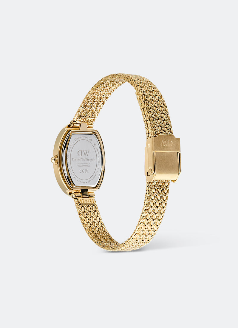 Jam Tangan Daniel Wellington Juliette White Braided Mesh Sunray Gold (23x31) DW00100882